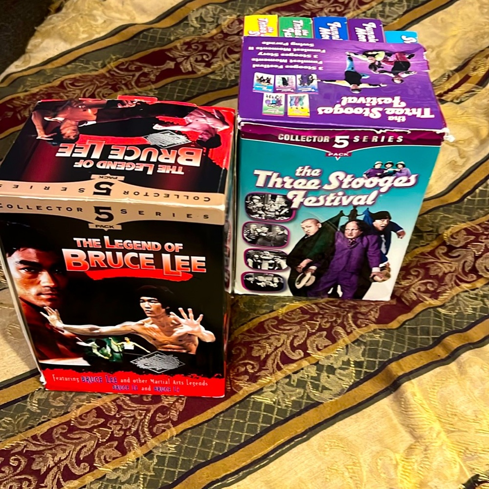 🔥BRUCE LEE 5 SERIES COLLECTION & THE THREE STOOGES FESTIVAL 5 SERIES VHS BUNDLE
